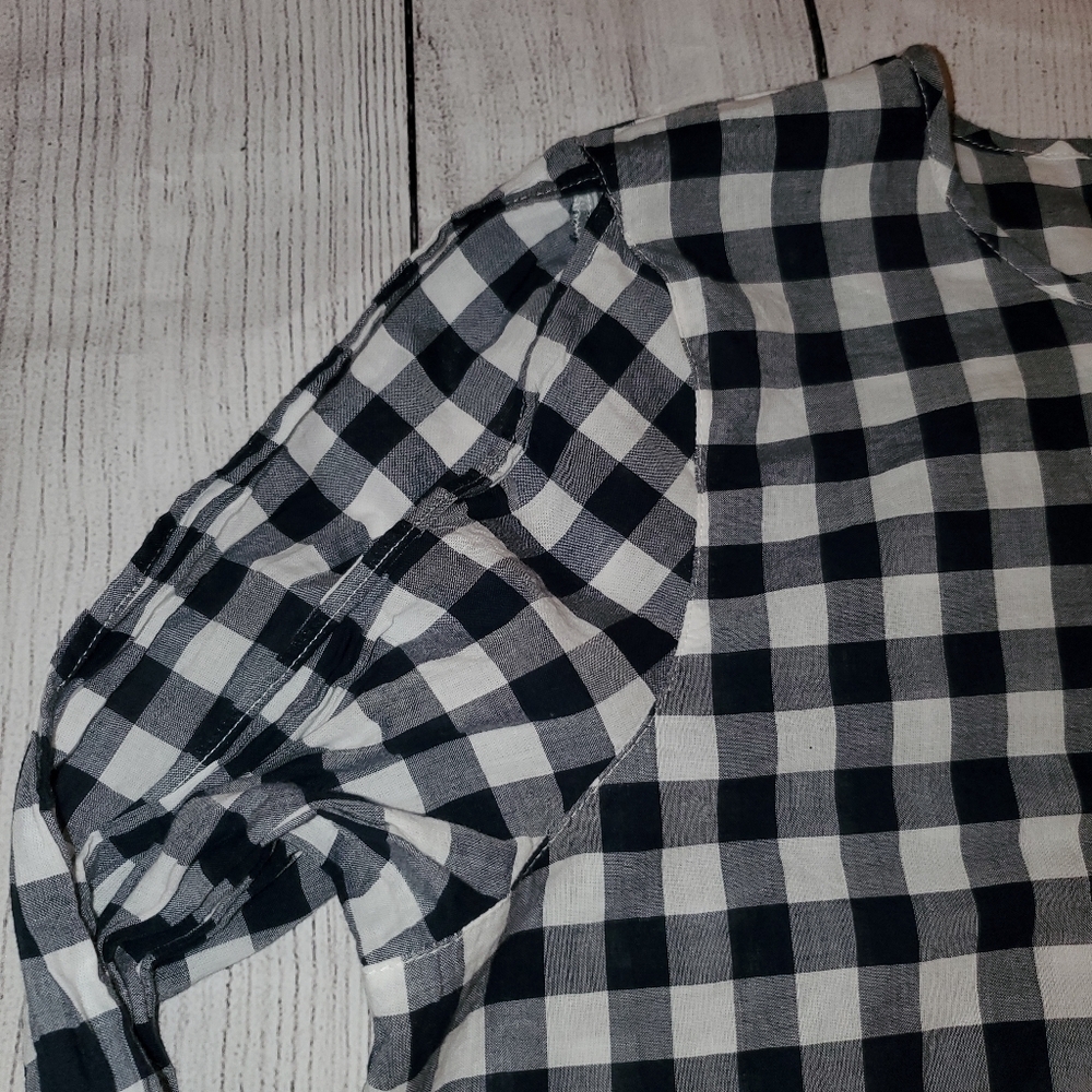 J. Crew Blue and White Plaid Cold Shoulder - Picture 5 of 12
